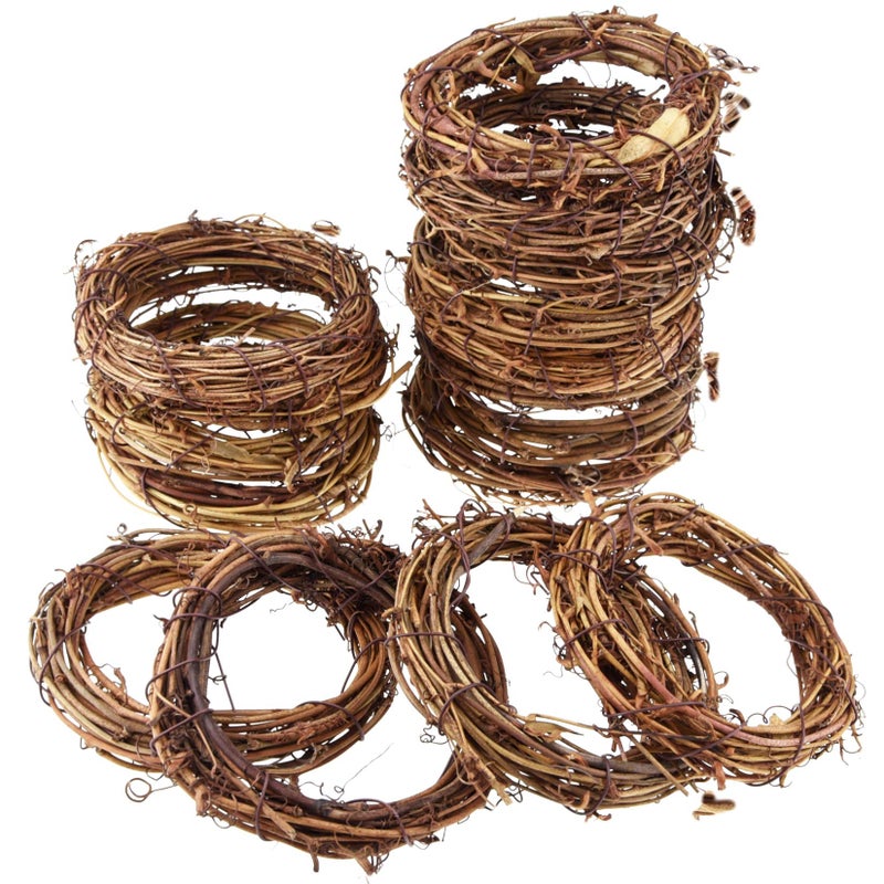 Marrywindix Grapevine Wreath Set  Marrywindix 16 Pieces Natural Vine Branch Wreath Christmas DIY Rattan Wreath Garland for Christmas Holiday Craft Wedding Decor (4 in.) - Image 2